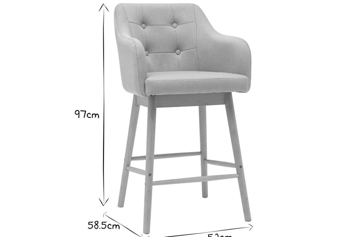 Miliboo Tabouret De Bar-Tabourets de bar scandinaves gris clair et bois H65 cm (lot de 2) BALTIK