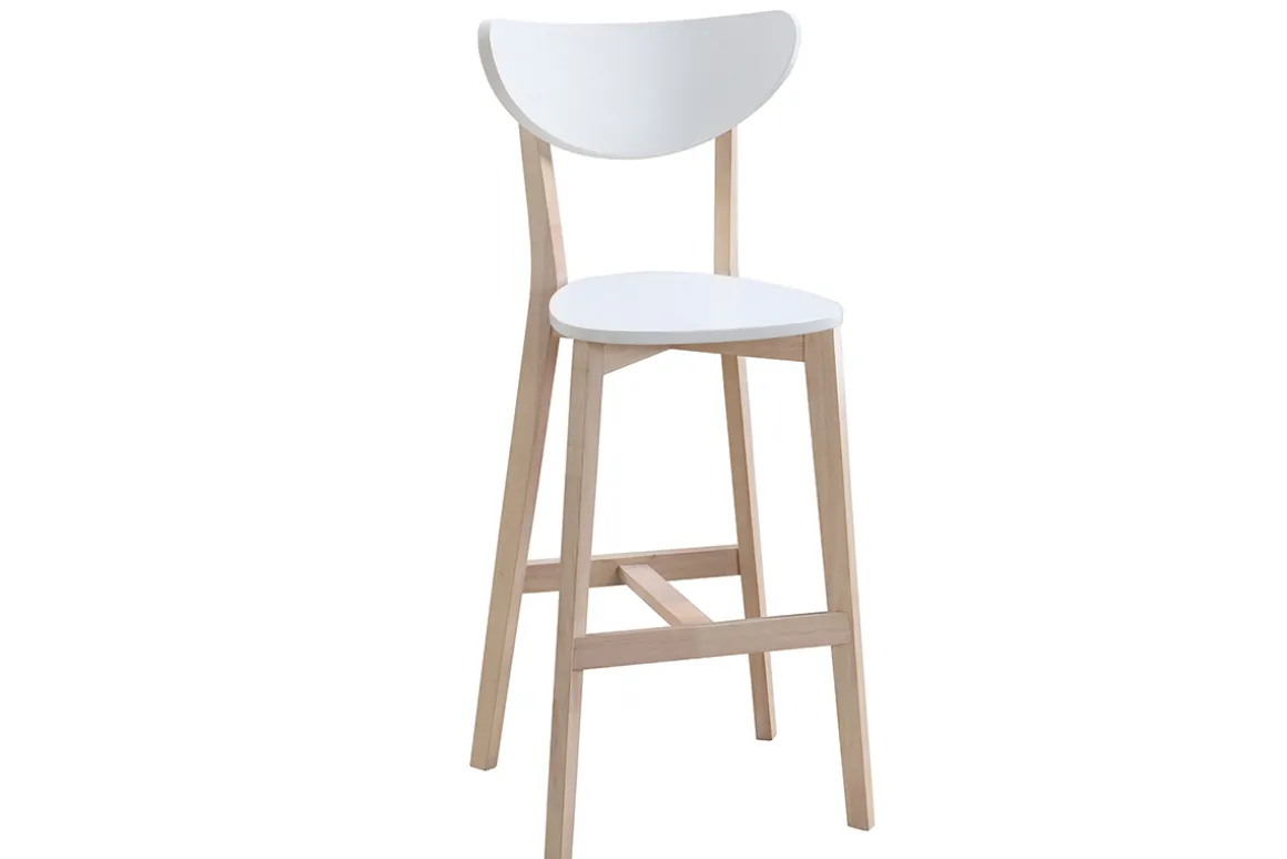 Miliboo Tabouret De Bar-Tabourets de bar scandinaves blanc et bois 75 cm (lot de 2) LEENA