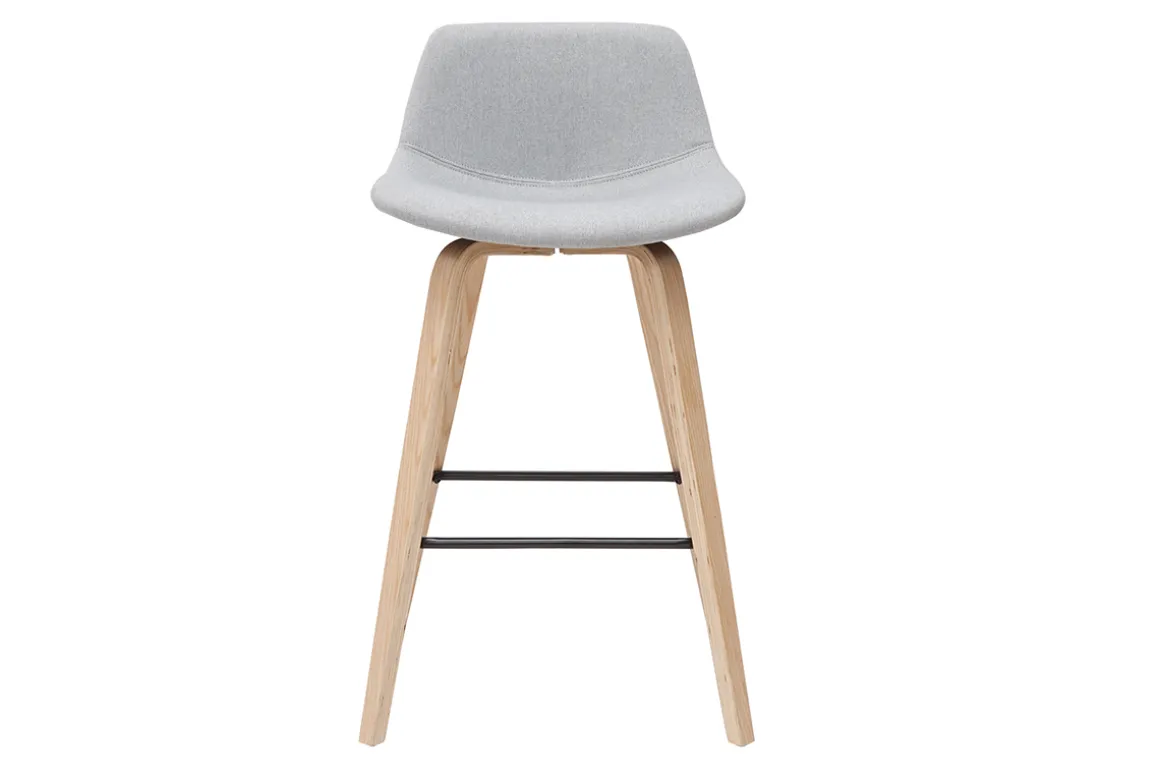 Miliboo Tabouret De Bar-Tabourets de bar scandinaves gris clair et bois H65 cm (lot de 2) NONIE