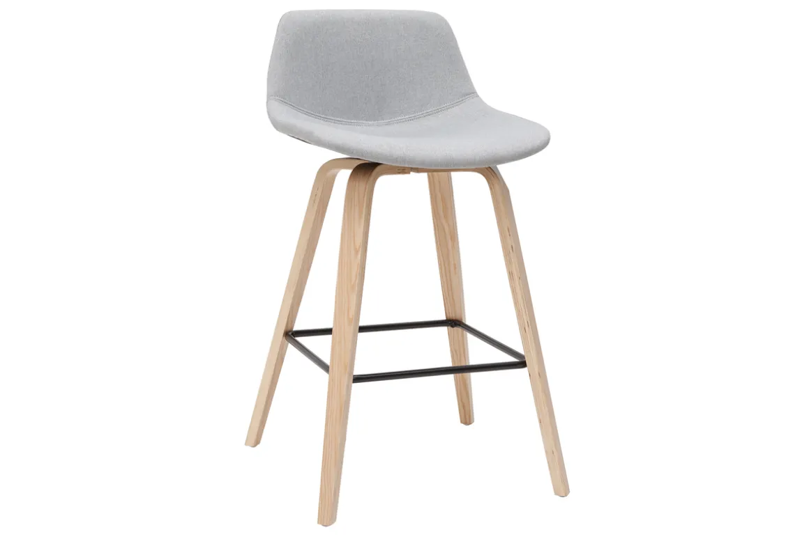 Miliboo Tabouret De Bar-Tabourets de bar scandinaves gris clair et bois H65 cm (lot de 2) NONIE