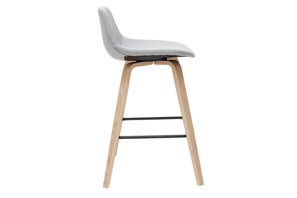 Miliboo Tabouret De Bar-Tabourets de bar scandinaves gris clair et bois H65 cm (lot de 2) NONIE