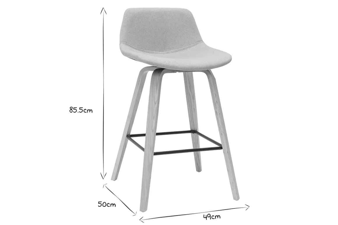 Miliboo Tabouret De Bar-Tabourets de bar scandinaves gris clair et bois H65 cm (lot de 2) NONIE
