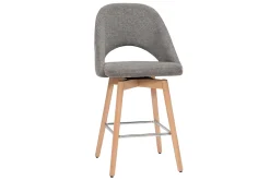 Miliboo Tabouret De Bar-Tabourets de bar scandinaves tissu effet velours texturé gris et hévéa massif 65 cm (lot de 2) COSETTE