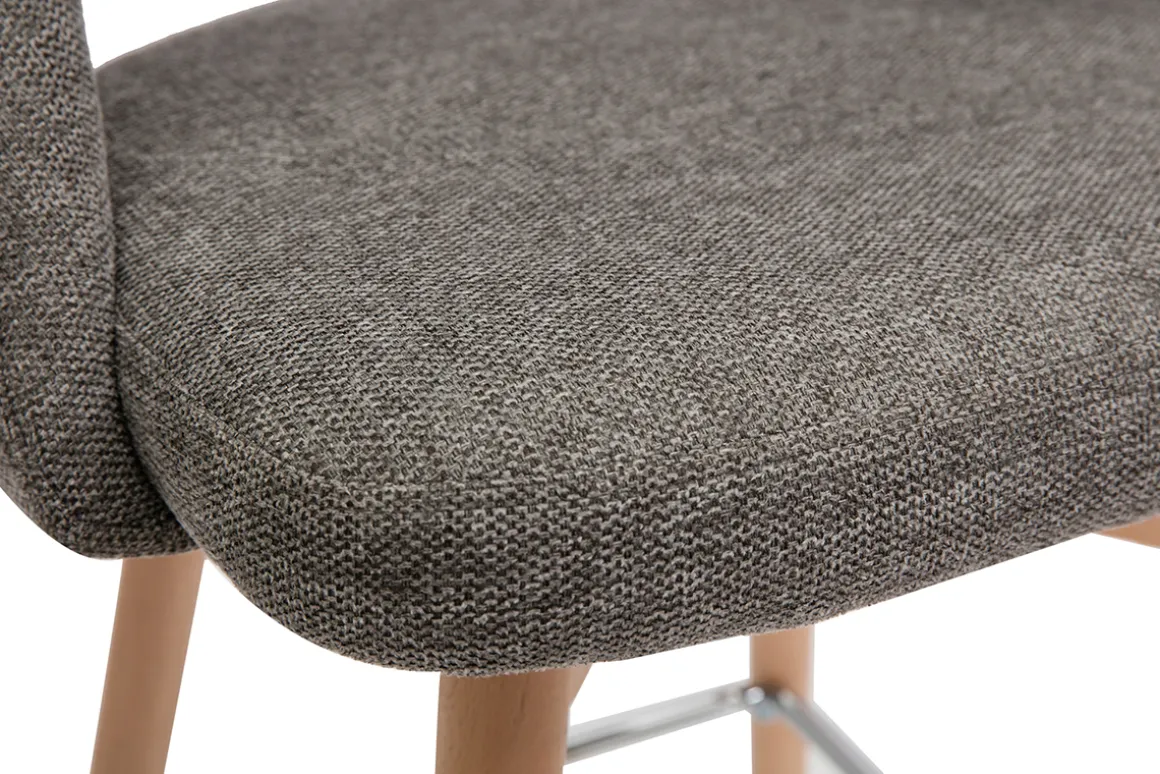 Miliboo Tabouret De Bar-Tabourets de bar scandinaves tissu effet velours texturé gris et hévéa massif 65 cm (lot de 2) COSETTE