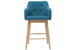 Miliboo Tabouret De Bar-Tabourets de bar scandinaves bleu canard et bois H65 cm (lot de 2) BALTIK