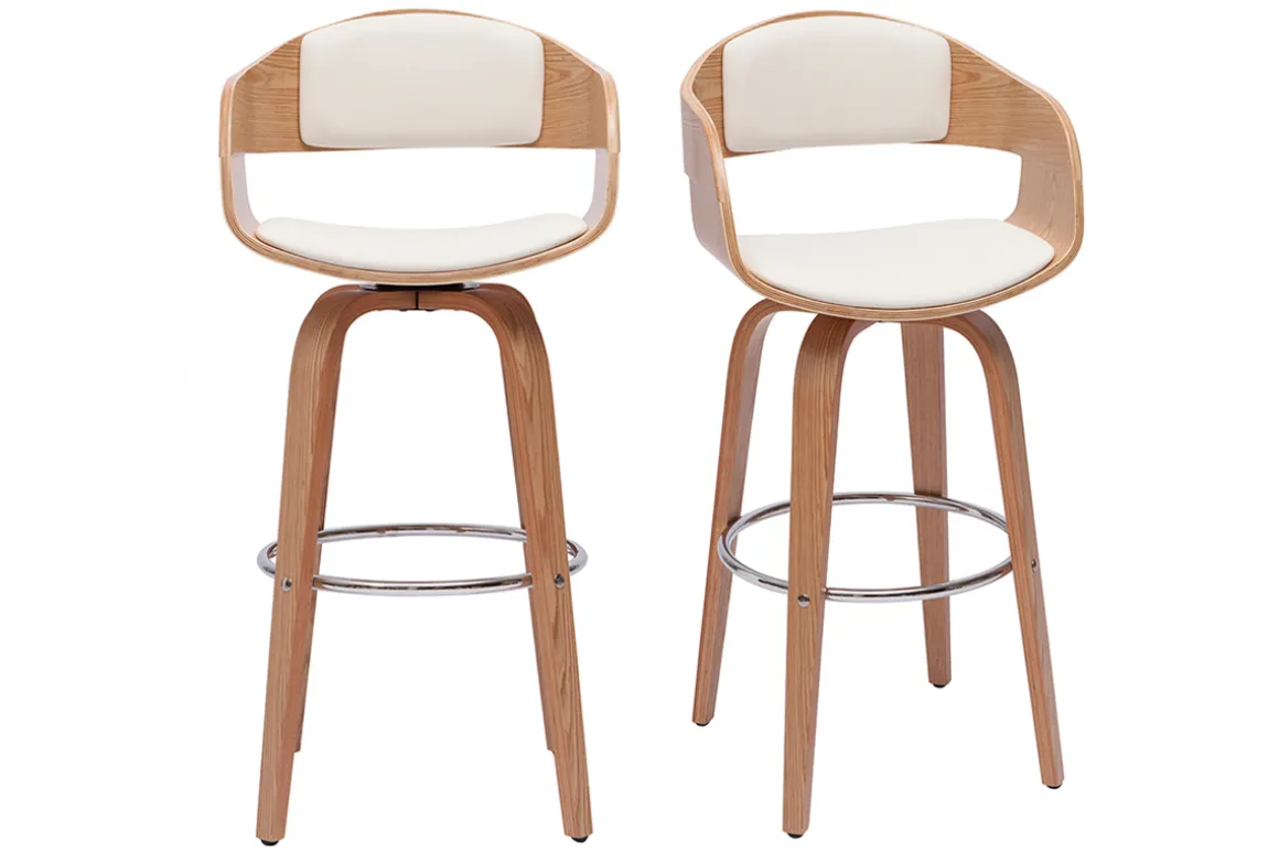Miliboo Tabouret De Bar-Tabourets de bar scandinaves pivotants 360° en bois clair H65 cm (lot de 2) GAO