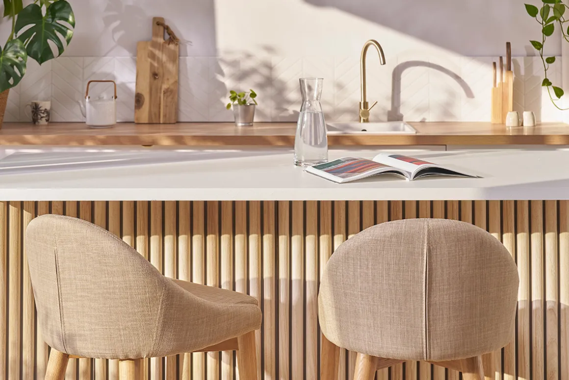 Miliboo Tabouret De Bar-Tabourets de bar scandinaves en tissu beige et frêne massif H66 cm (lot de 2) DALIA