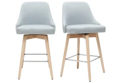 Miliboo Tabouret De Bar-Tabourets de bar scandinaves en tissu gris clair et bois hêtre massif H65 cm (lot de 2) HASTA