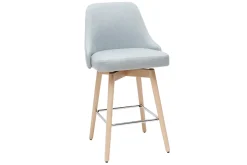 Miliboo Tabouret De Bar-Tabourets de bar scandinaves en tissu gris clair et bois hêtre massif H65 cm (lot de 2) HASTA