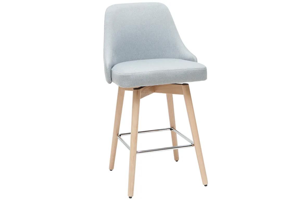 Miliboo Tabouret De Bar-Tabourets de bar scandinaves en tissu gris clair et bois hêtre massif H65 cm (lot de 2) HASTA
