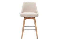 Miliboo Tabouret De Bar-Tabourets de bar scandinaves en tissu beige et bois hêtre massif H65 cm (lot de 2) HASTA