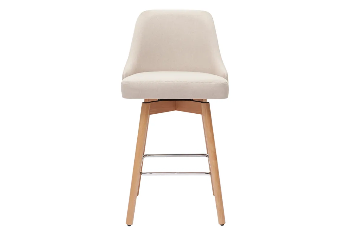Miliboo Tabouret De Bar-Tabourets de bar scandinaves en tissu beige et bois hêtre massif H65 cm (lot de 2) HASTA