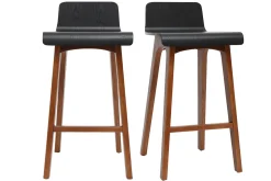 Miliboo Tabouret De Bar-Tabourets de bar scandinaves noyer et noir H65 cm (lot de 2) BALTIK