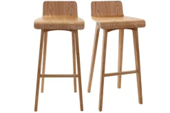 Miliboo Tabouret De Bar-Tabourets de bar scandinaves en bois clair H75 cm (lot de 2) BALTIK