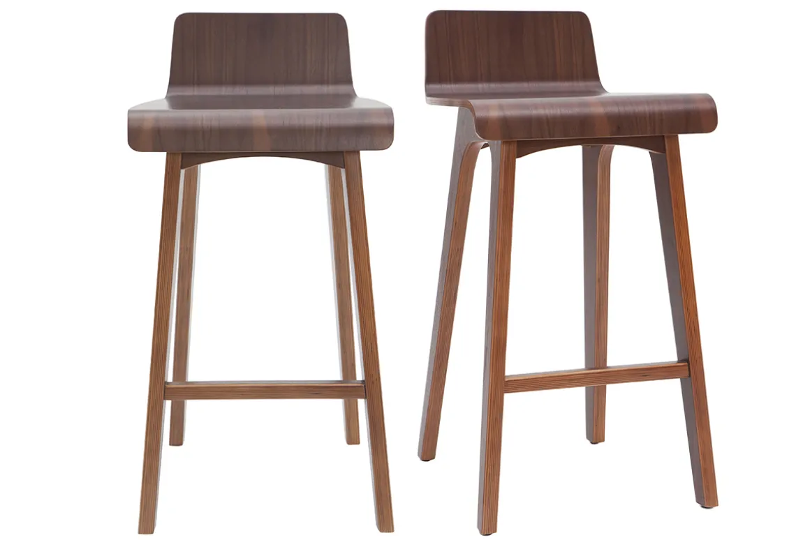 Miliboo Tabouret De Bar-Tabourets de bar scandinaves noyer H65 cm (lot de 2) BALTIK