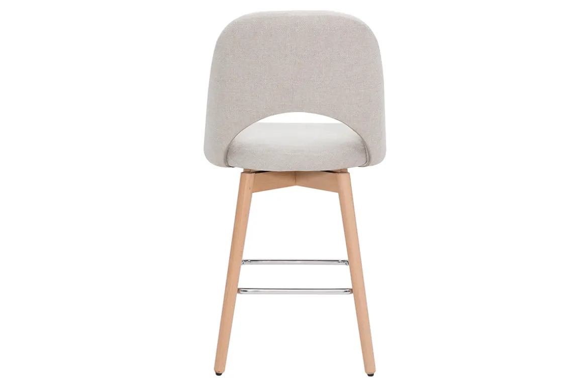 Miliboo Tabouret De Bar-Tabourets de bar scandinaves tissu effet velours texturé beige et hévéa massif 65 cm (lot de 2) COSETTE