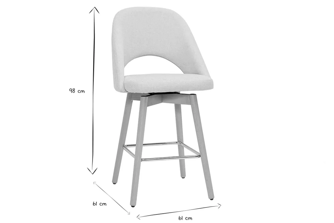 Miliboo Tabouret De Bar-Tabourets de bar scandinaves tissu effet velours texturé beige et hévéa massif 65 cm (lot de 2) COSETTE