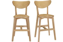 Miliboo Tabouret De Bar-Tabourets de bar scandinaves finition chêne H65 cm (lot de 2) LEENA