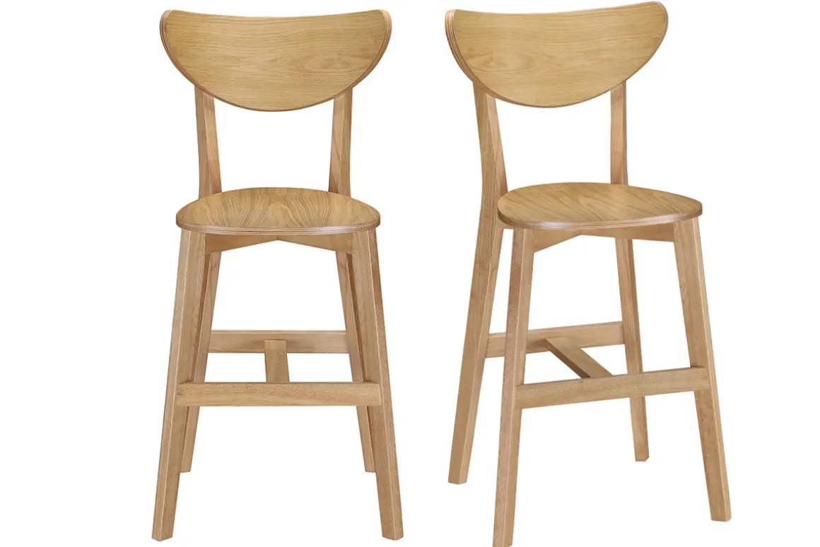Miliboo Tabouret De Bar-Tabourets de bar scandinaves finition chêne H65 cm (lot de 2) LEENA