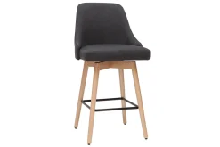 Miliboo Tabouret De Bar-Tabourets de bar scandinaves en tissu gris foncé et bois hêtre massif H65 cm (lot de 2) HASTA