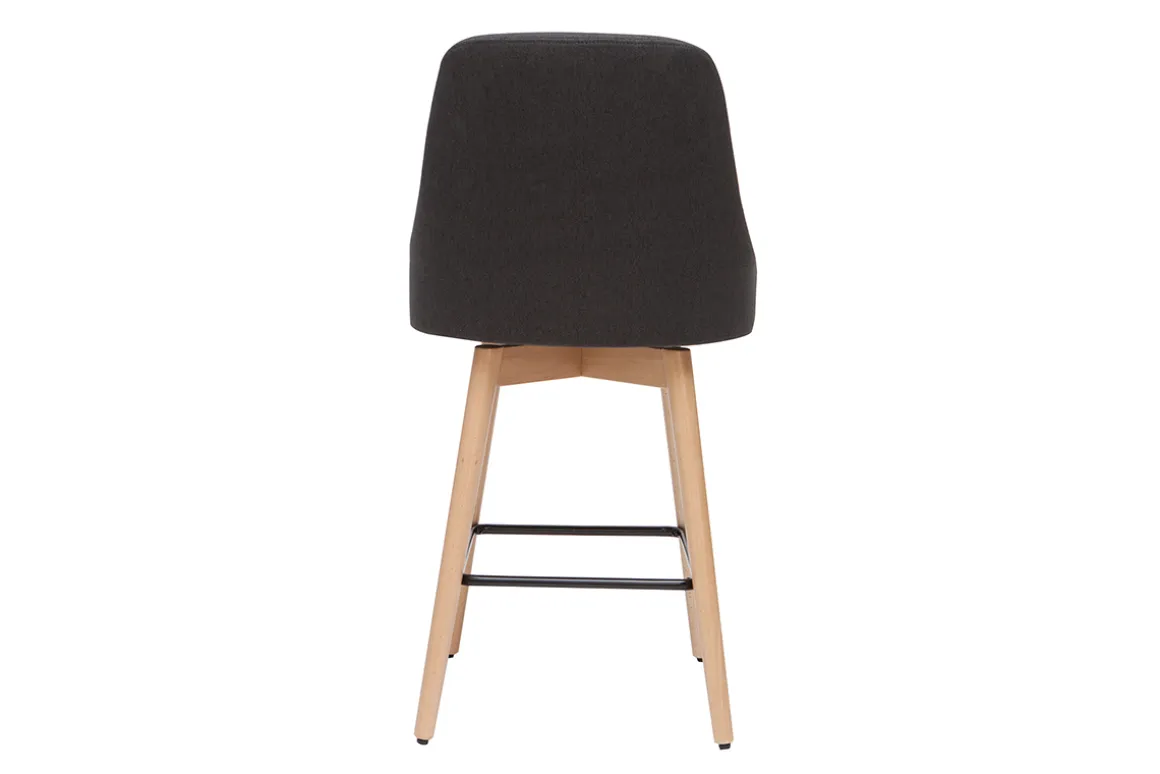 Miliboo Tabouret De Bar-Tabourets de bar scandinaves en tissu gris foncé et bois hêtre massif H65 cm (lot de 2) HASTA