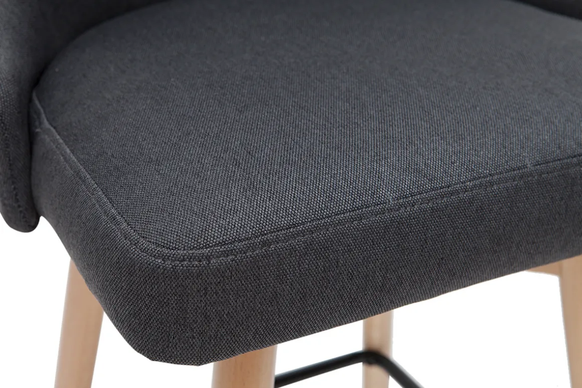 Miliboo Tabouret De Bar-Tabourets de bar scandinaves en tissu gris foncé et bois hêtre massif H65 cm (lot de 2) HASTA