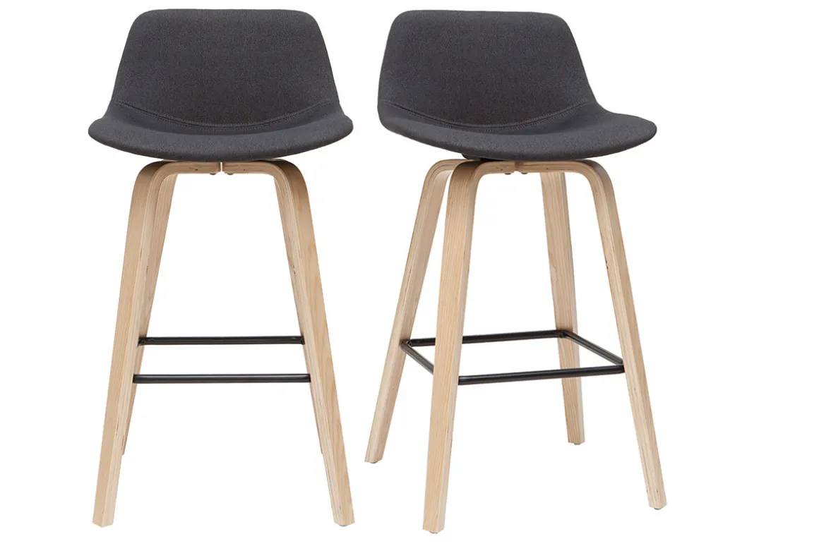 Miliboo Tabouret De Bar-Tabourets de bar scandinaves gris foncé H65 cm (lot de 2) NONIE