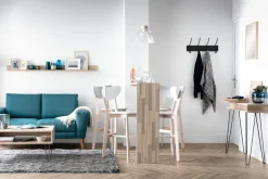 Miliboo Tabouret De Bar-Tabourets de bar scandinaves blanc et bois H65 cm (lot de 2) LEENA