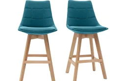 Miliboo Tabouret De Bar-Tabourets de bar scandinaves bleu canard 65 cm (lot de 2) MATILDE