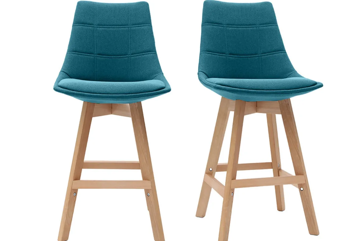Miliboo Tabouret De Bar-Tabourets de bar scandinaves bleu canard 65 cm (lot de 2) MATILDE