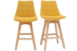 Miliboo Tabouret De Bar-Tabourets de bar scandinaves tissu effet velours jaune moutarde 65 cm (lot de 2) MATILDE