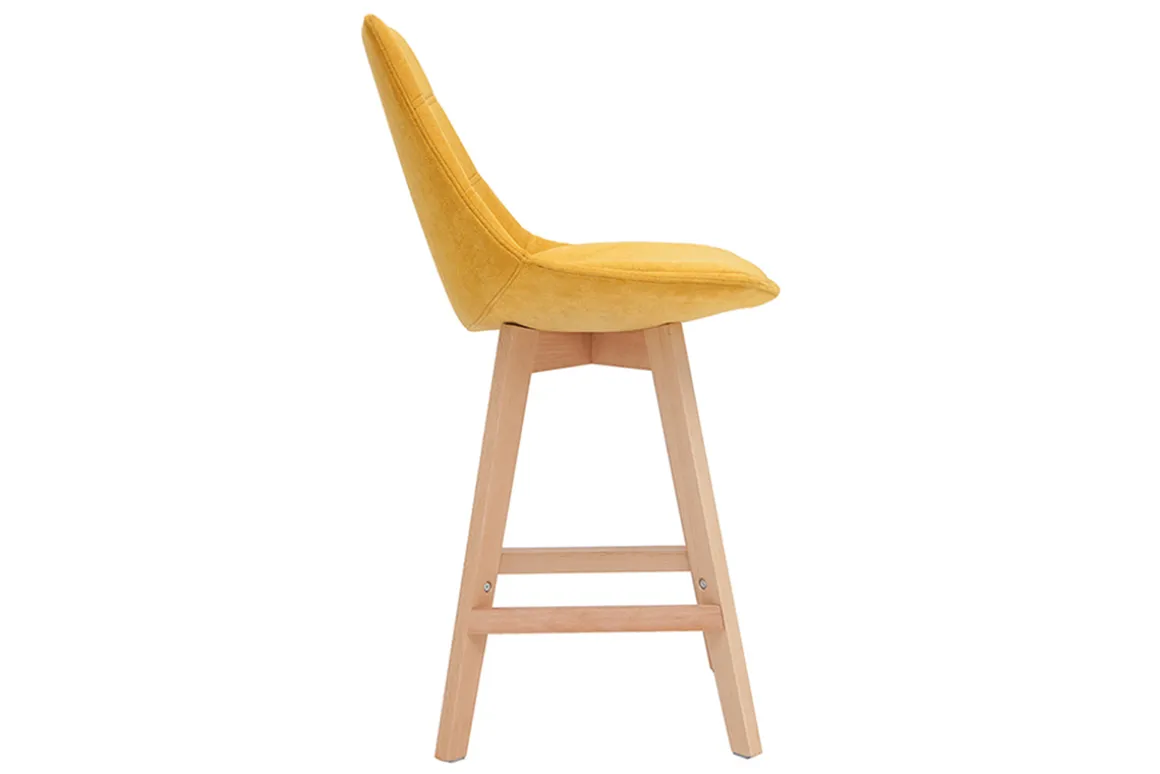 Miliboo Tabouret De Bar-Tabourets de bar scandinaves tissu effet velours jaune moutarde 65 cm (lot de 2) MATILDE