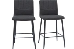 Miliboo Tabouret De Bar-Tabourets de bar vintage tissu gris foncé (lot de 2) H62 cm FARELL