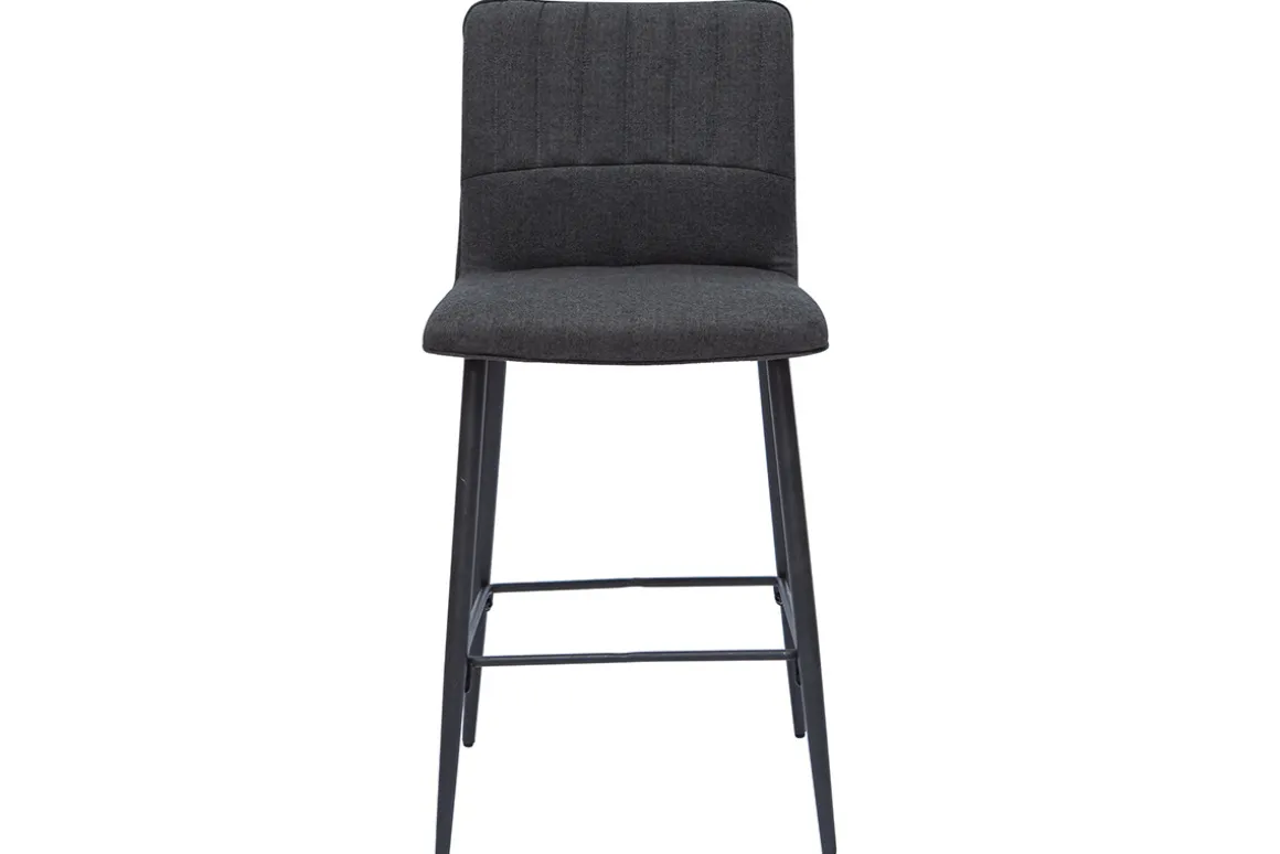 Miliboo Tabouret De Bar-Tabourets de bar vintage tissu gris foncé (lot de 2) H62 cm FARELL