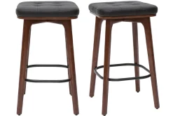 Miliboo Tabouret De Bar-Tabourets de bar vintage noirs et bois foncé 65 cm (lot de 2) GRAMMA