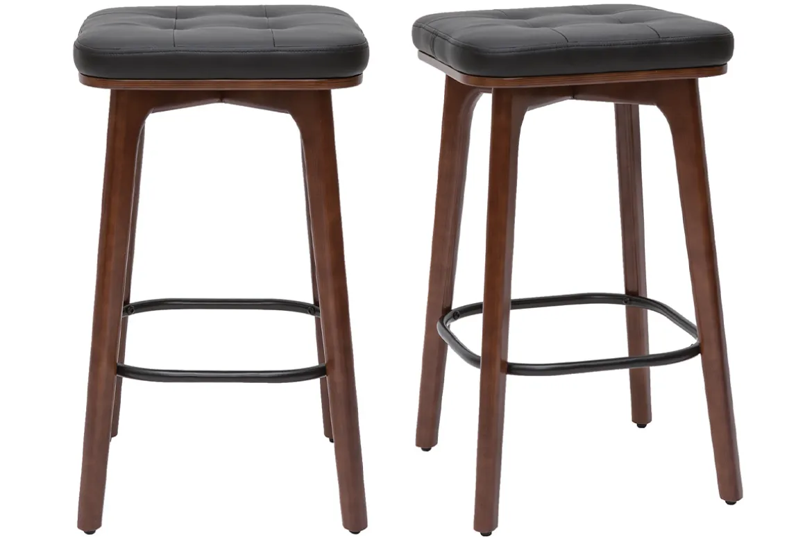Miliboo Tabouret De Bar-Tabourets de bar vintage noirs et bois foncé 65 cm (lot de 2) GRAMMA