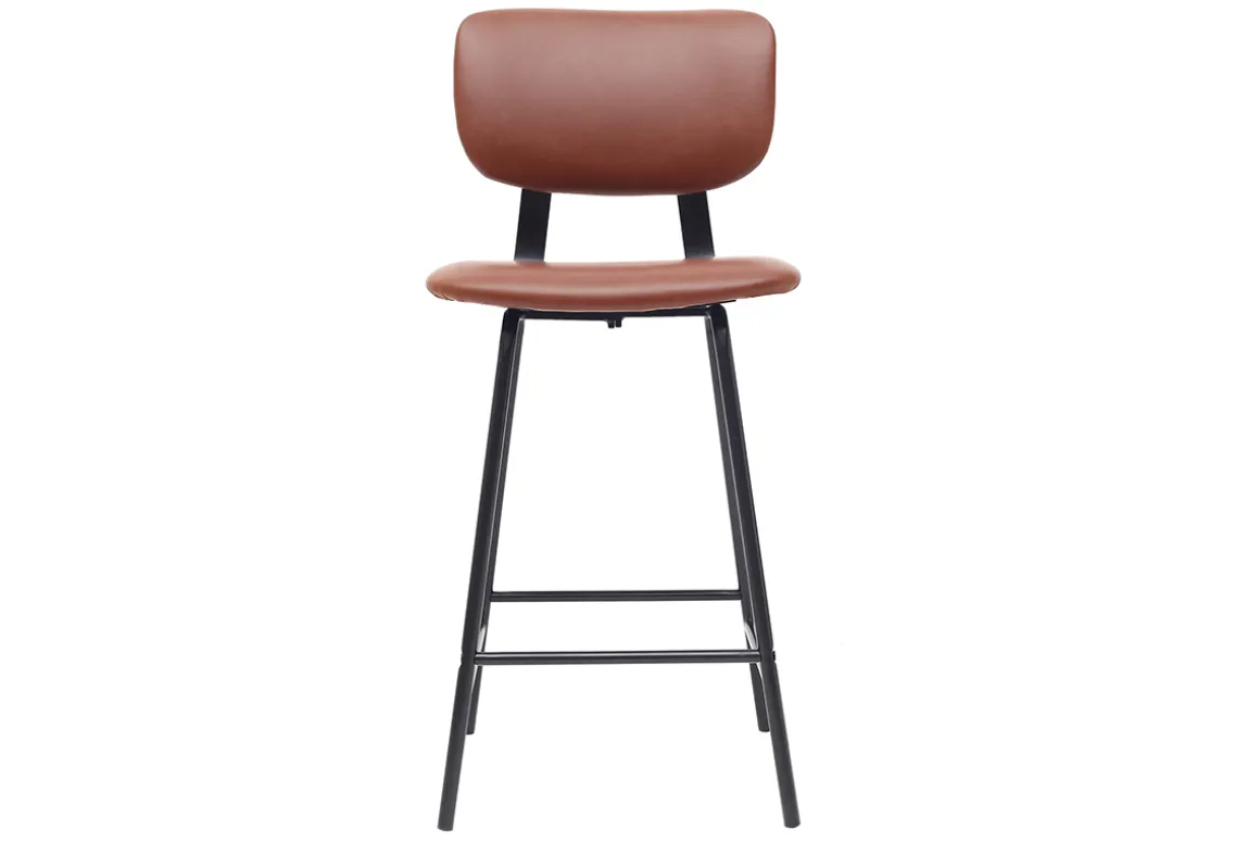 Miliboo Tabouret De Bar-Tabourets de bar vintage marron clair avec pieds métal 65 cm (lot de 2) LAB