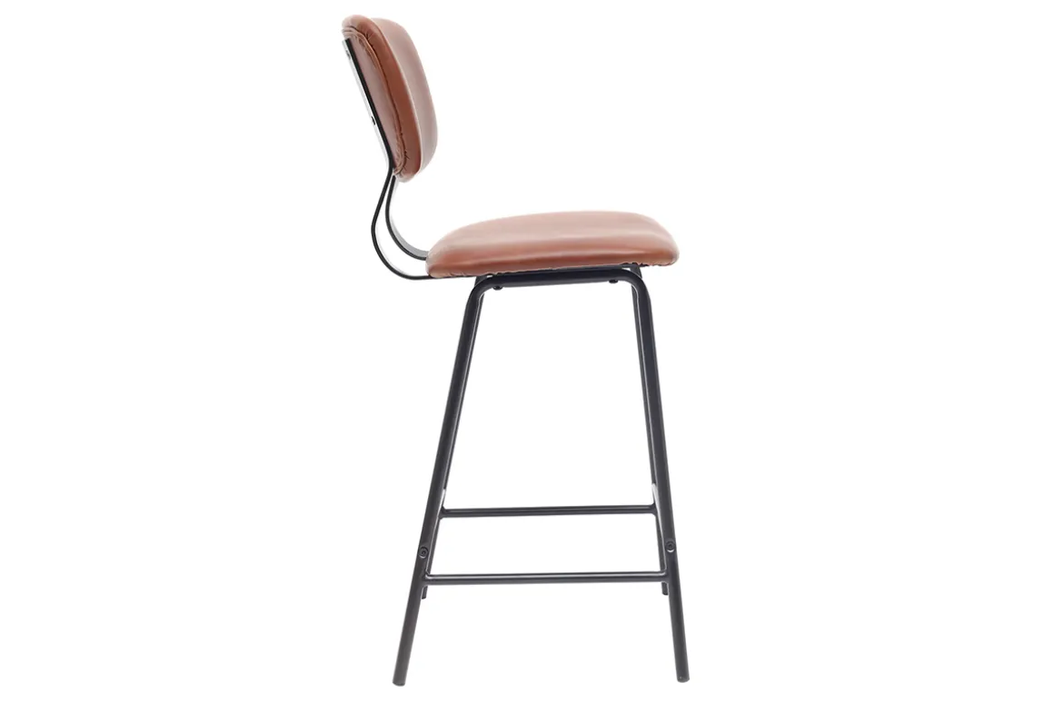 Miliboo Tabouret De Bar-Tabourets de bar vintage marron clair avec pieds métal 65 cm (lot de 2) LAB