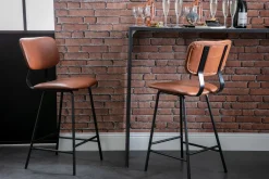 Miliboo Tabouret De Bar-Tabourets de bar vintage marron clair avec pieds métal 65 cm (lot de 2) LAB