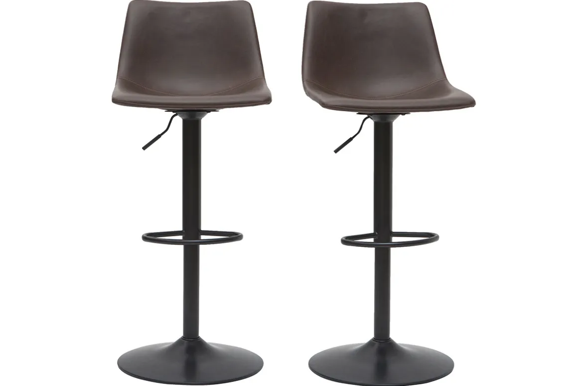 Miliboo Tabouret De Bar-Tabourets de bar vintage réglables pivotants marron (lot de 2) NEW ROCK