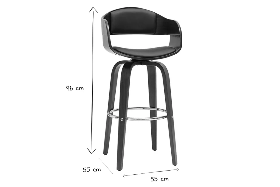 Miliboo Tabouret De Bar-Tabourets de bar vintage pivotants 360° noyer H65 cm (lot de 2) GAO