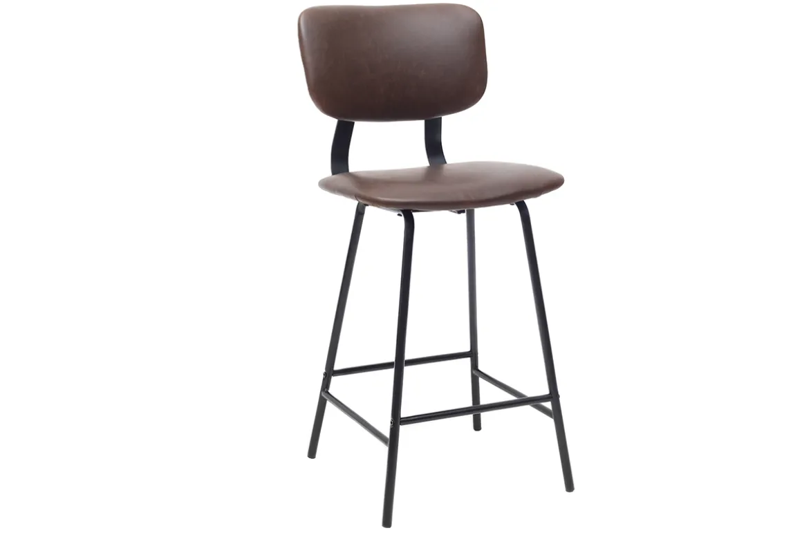 Miliboo Tabouret De Bar-Tabourets de bar vintage marron avec pieds métal 65 cm (lot de 2) LAB