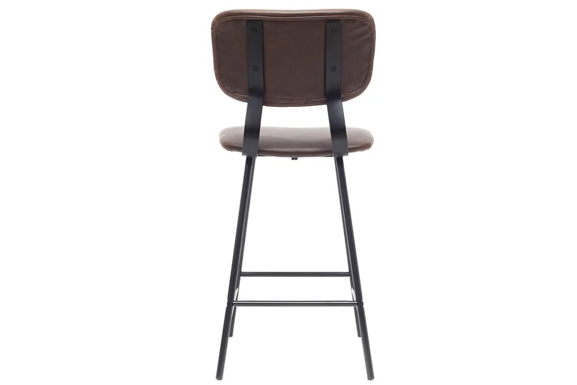 Miliboo Tabouret De Bar-Tabourets de bar vintage marron avec pieds métal 65 cm (lot de 2) LAB