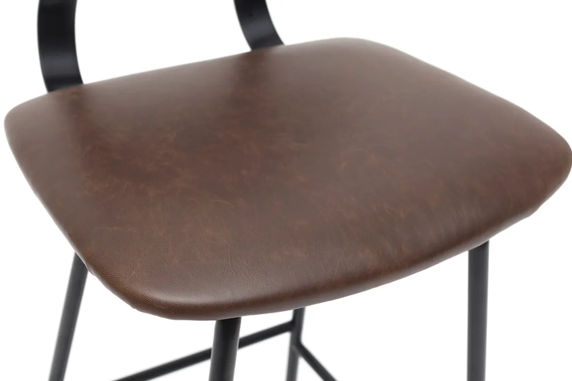 Miliboo Tabouret De Bar-Tabourets de bar vintage marron avec pieds métal 65 cm (lot de 2) LAB