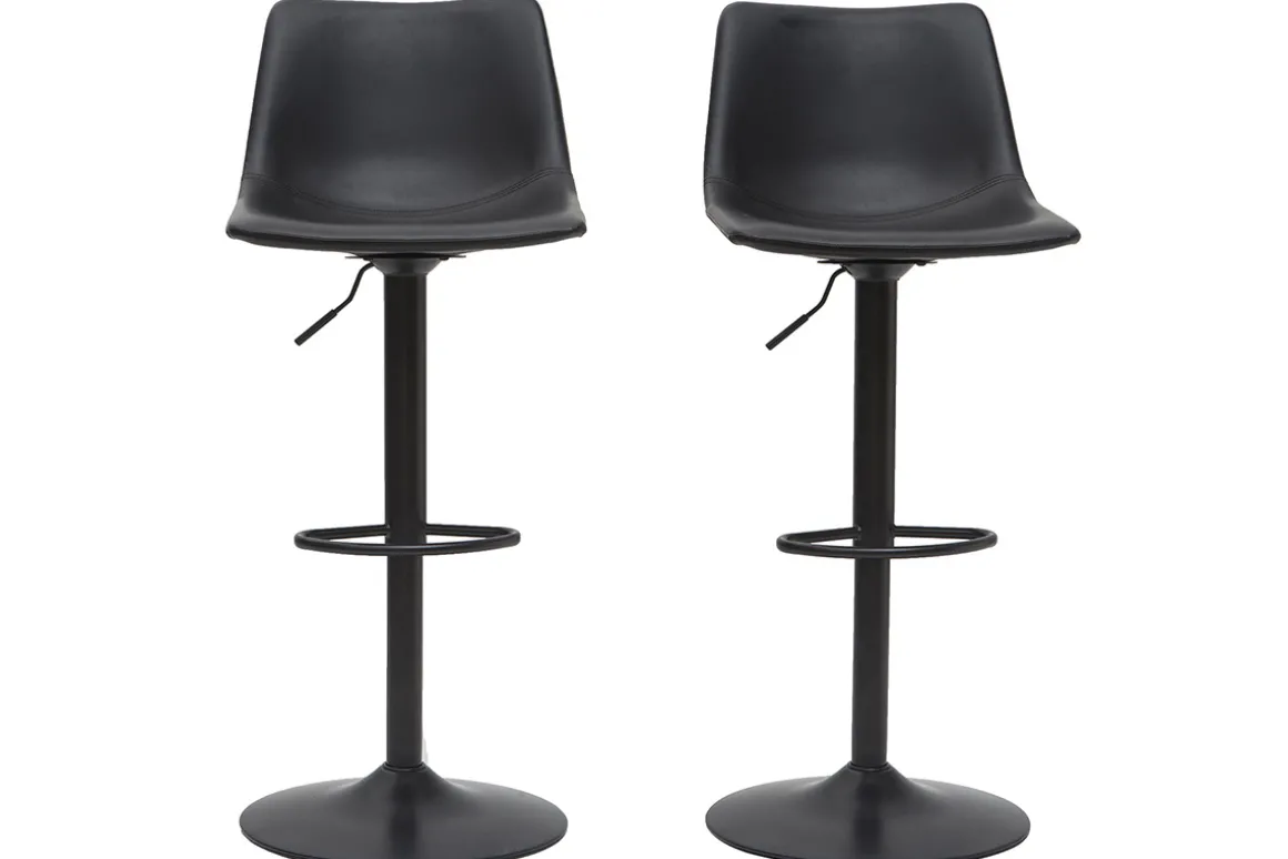 Miliboo Tabouret De Bar-Tabourets de bar vintage réglables pivotants noirs (lot de 2) NEW ROCK