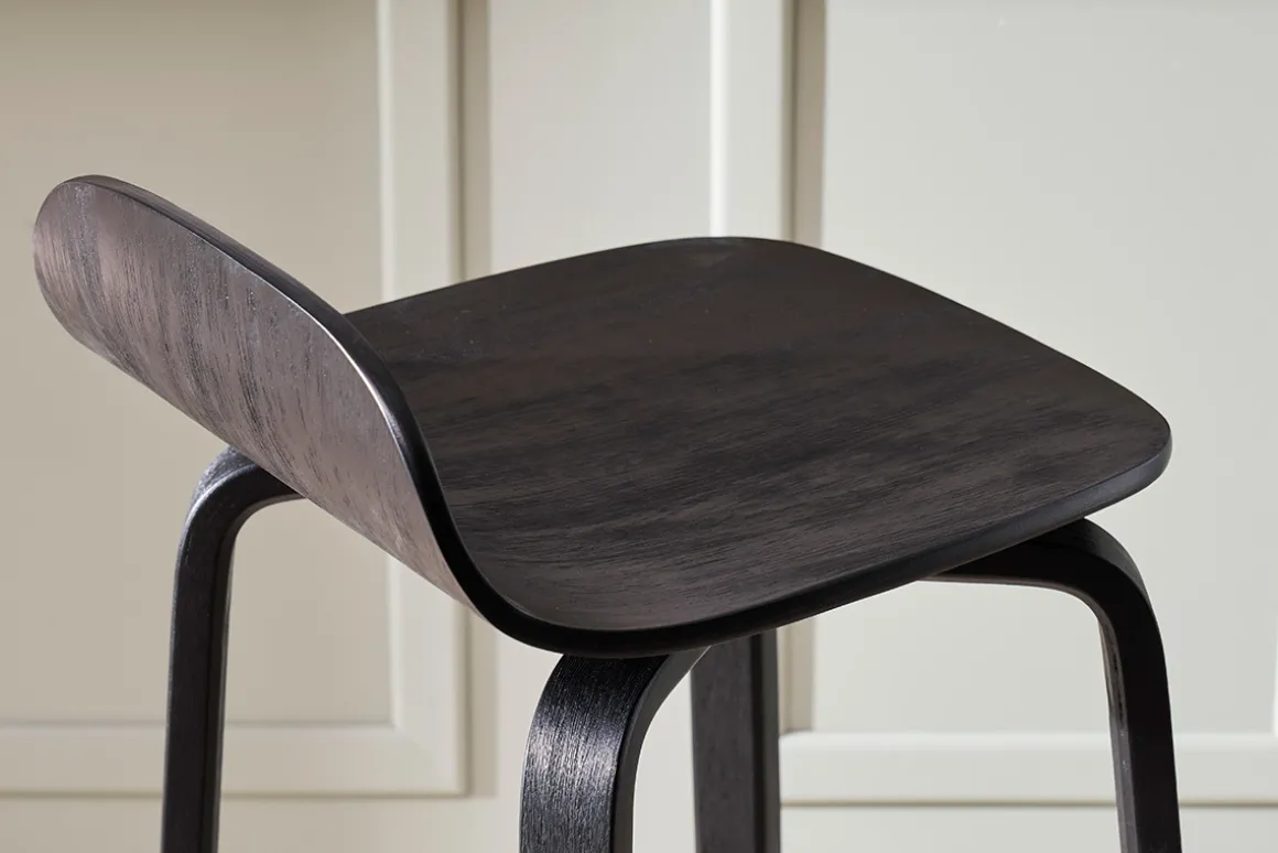 Miliboo Tabouret De Bar-Tabourets de bar vintage bois noir H68 cm (lot de 2) OBRA