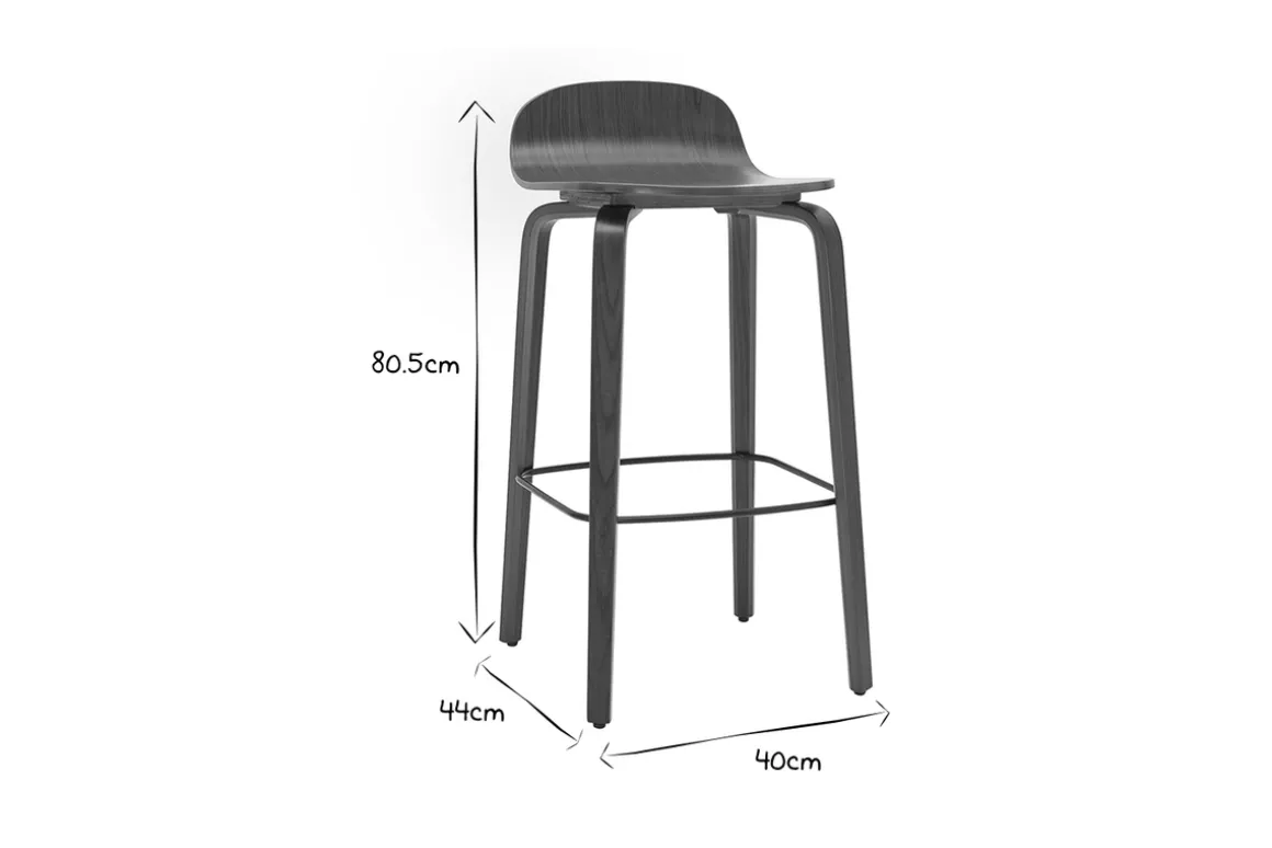Miliboo Tabouret De Bar-Tabourets de bar vintage bois noir H68 cm (lot de 2) OBRA
