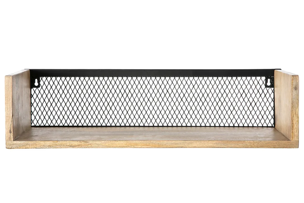 Miliboo Bibliothèque Et Étagère|Bibliothèque Et Étagère-Étagère murale industrielle en bois manguier massif et métal noir L60 cm RACK