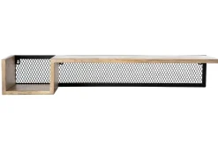 Miliboo Bibliothèque Et Étagère|Bibliothèque Et Étagère-Étagère murale industrielle en bois manguier massif et métal noir L90 cm RACK