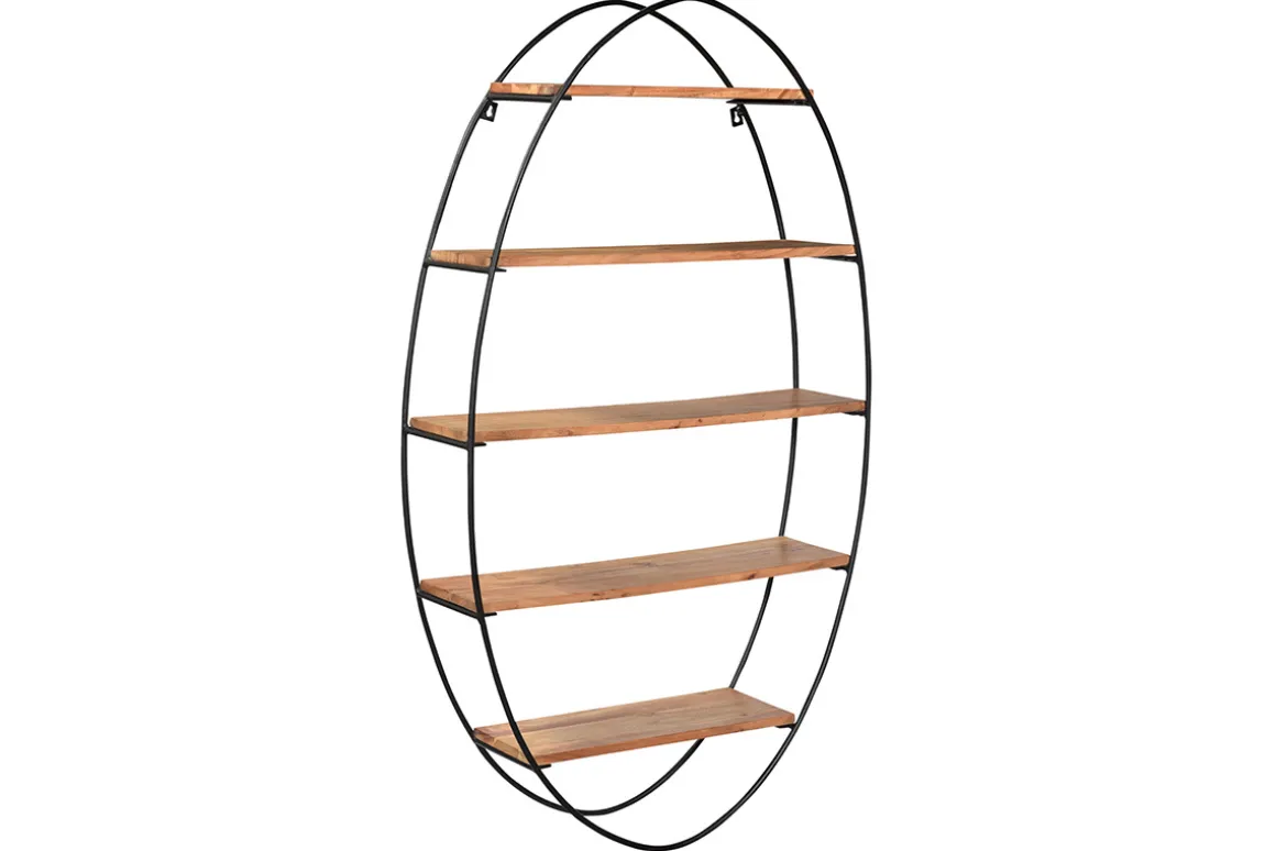 Miliboo Bibliothèque Et Étagère|Bibliothèque Et Étagère-Étagère murale ovale en bois massif et métal noir H130 cm HANG